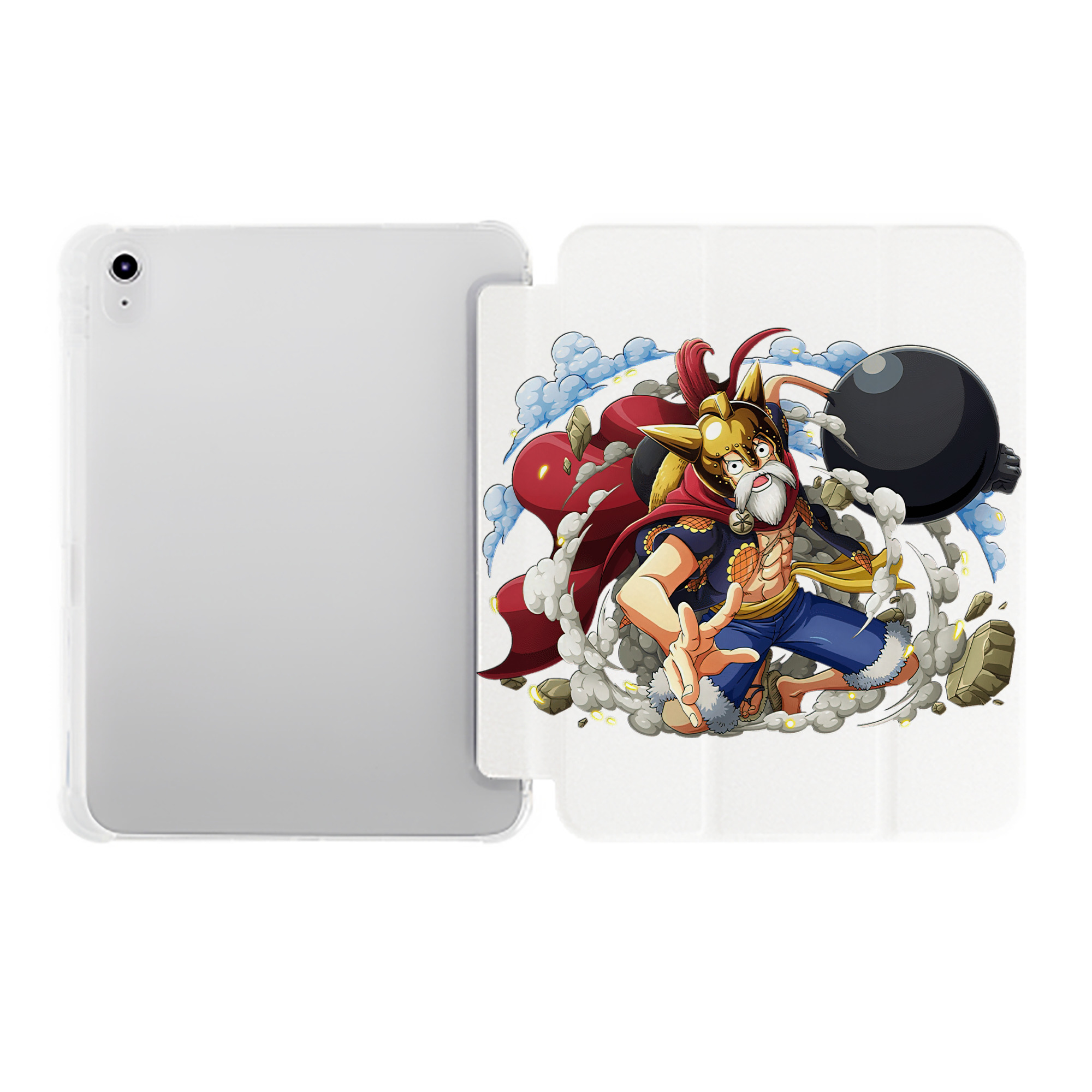 （画像用） ワンピース モンキー・D・ルフィ ONE PIECE Monkey D. Luffy IPad ケース ペン収納付き 三つ折りスタンド PUレザー×シリコン 対応機種9.5/10.5/10.9インチ